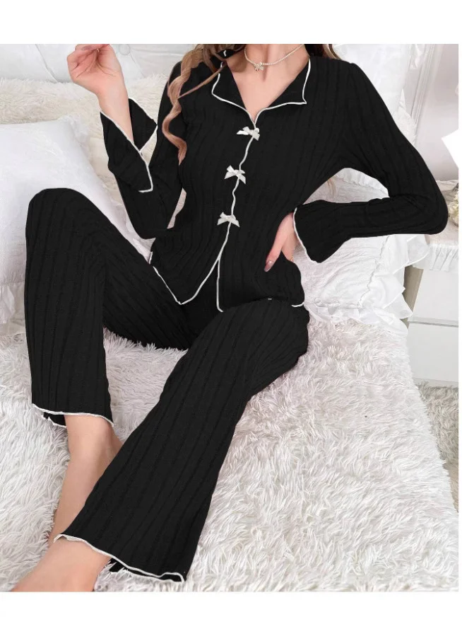 Nigikala Nigikala Autumn And Winter Collar Long-Sleeved Trousers Lady Pajamas Set Homewear