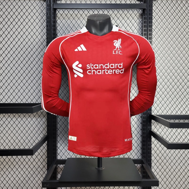 2025-2026 Long Sleeve Player Version Liverpool FC Home Football Shirt 1:1 Thai Quality- Maxi Kit