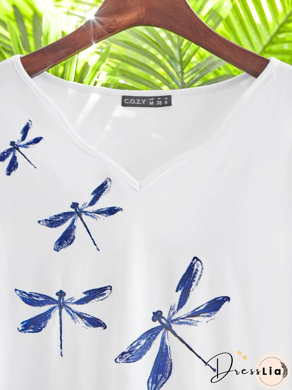 White Printed V Neck Casual Long Sleeve Shift Tops