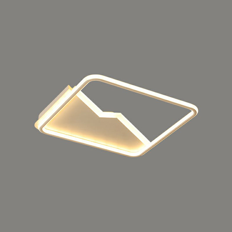Simplicity Acrylic Rectangle Flush Mount Led Light - White Ceiling Fixture For Bedroom / 18&rsquo; Warm
