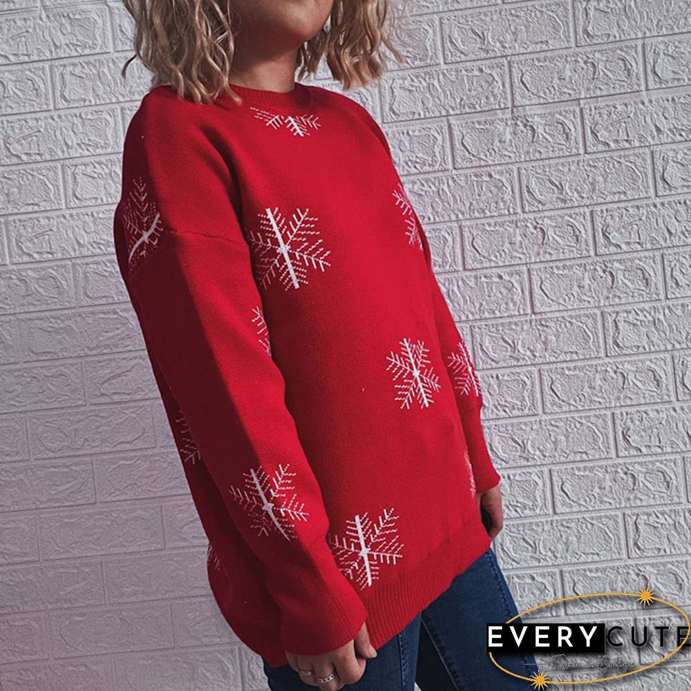 Red Snowflake Print Thicken Christmas Sweater