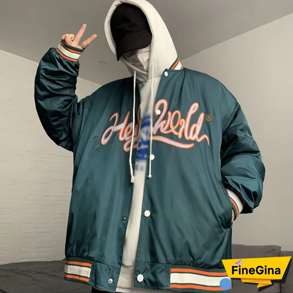 Fashionable Stand Collar Letter Print Jacket