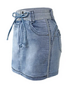 Contrast Binding Ripped Drawstring Denim Skorts