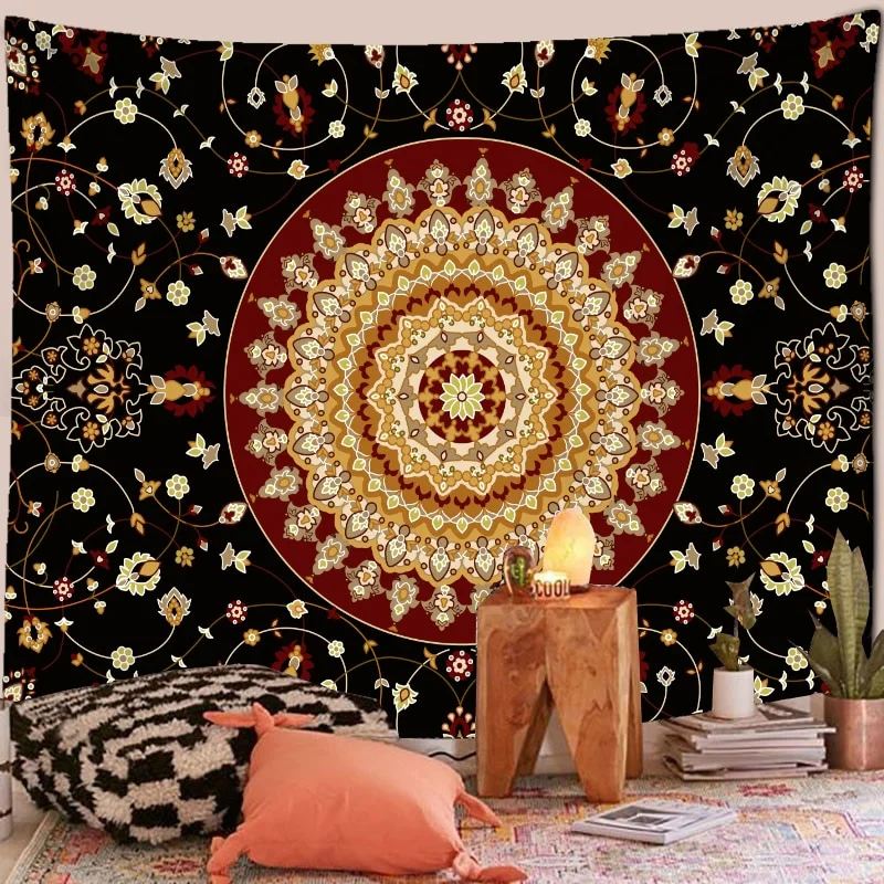 Nigikala Mandala Tapestry Wall Hanging Boho Decor Wall Cloth Tapestries Psychedelic Hippie Night Moon Tapestry Mandala Wall Carpet