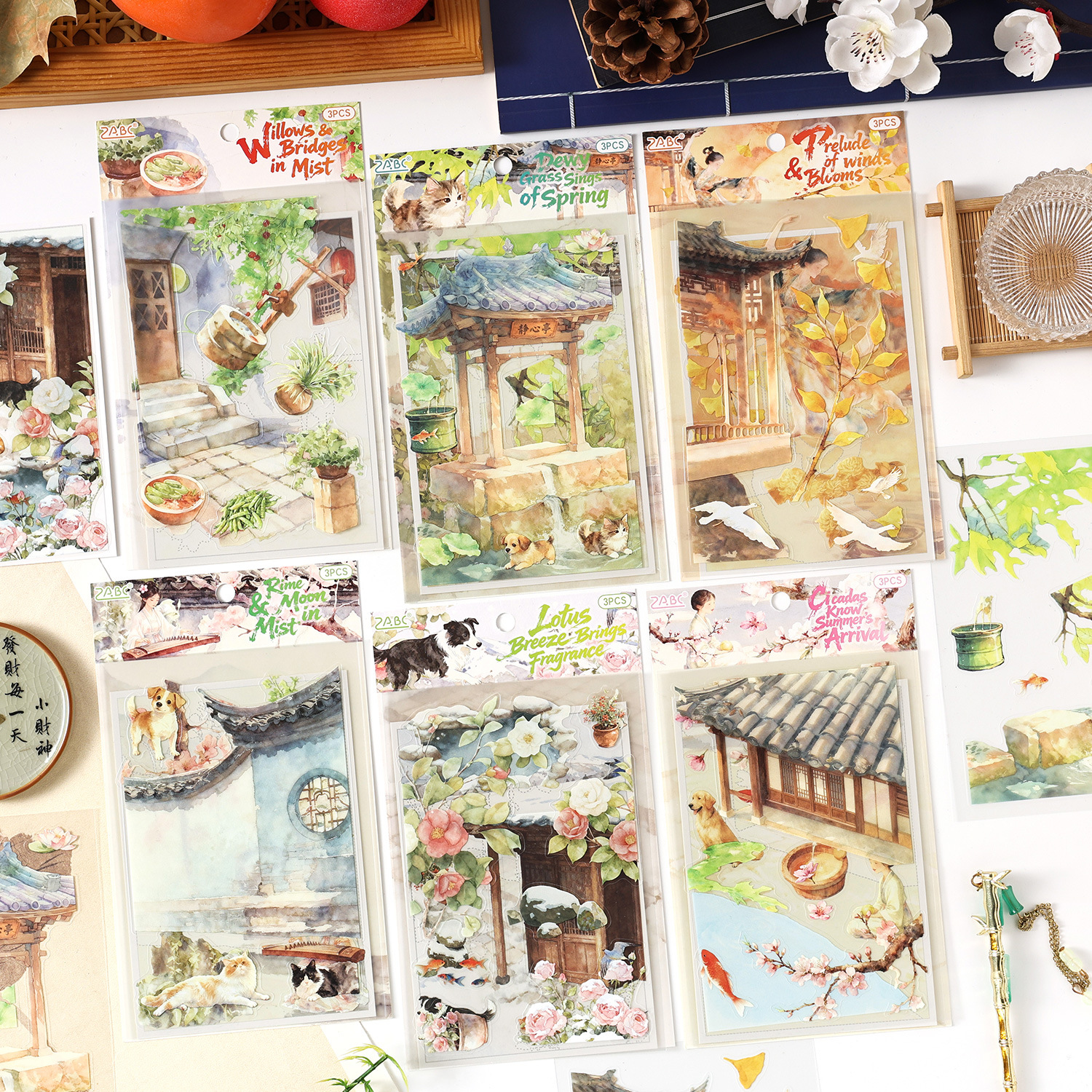 PET 스티커 - 계절의 꽃 시리즈 빈티지 꽃밭