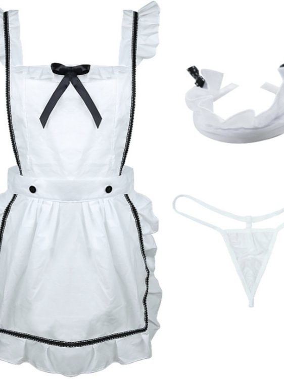 Wholesale Sexy Underwear Uniform White Maid Role Play Suit 