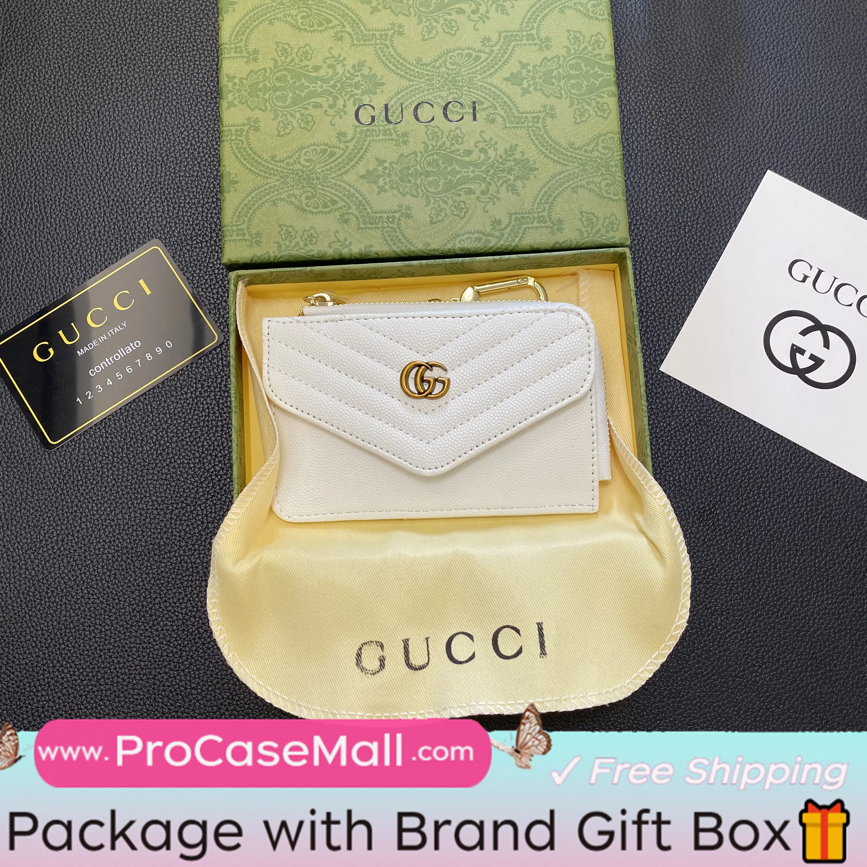 Gucci Elegant Leather GG Multi-Slot Wallet Card Holder