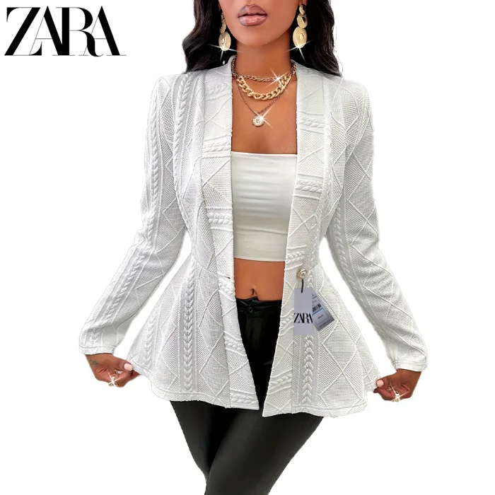 D&aacute;msk&yacute; žak&aacute;rov&yacute; top s dlouh&yacute;m ruk&aacute;vem Plus Size Cardigan Zara
