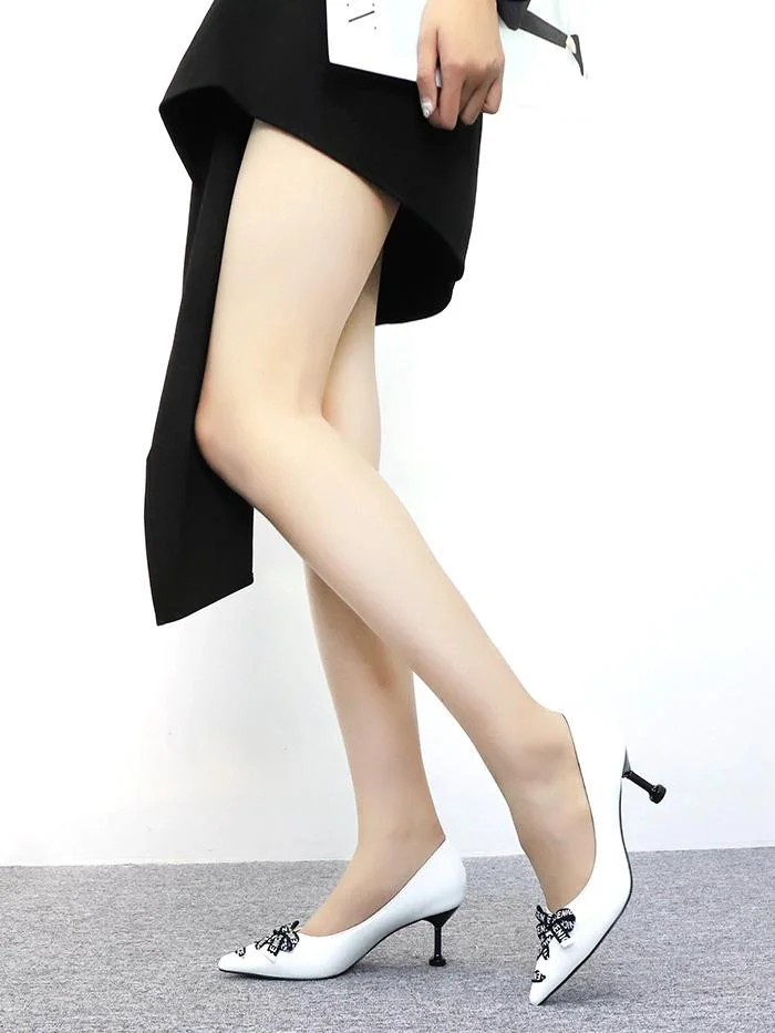 Fashion pointed cross straps bowknot coral high-heeled shoes