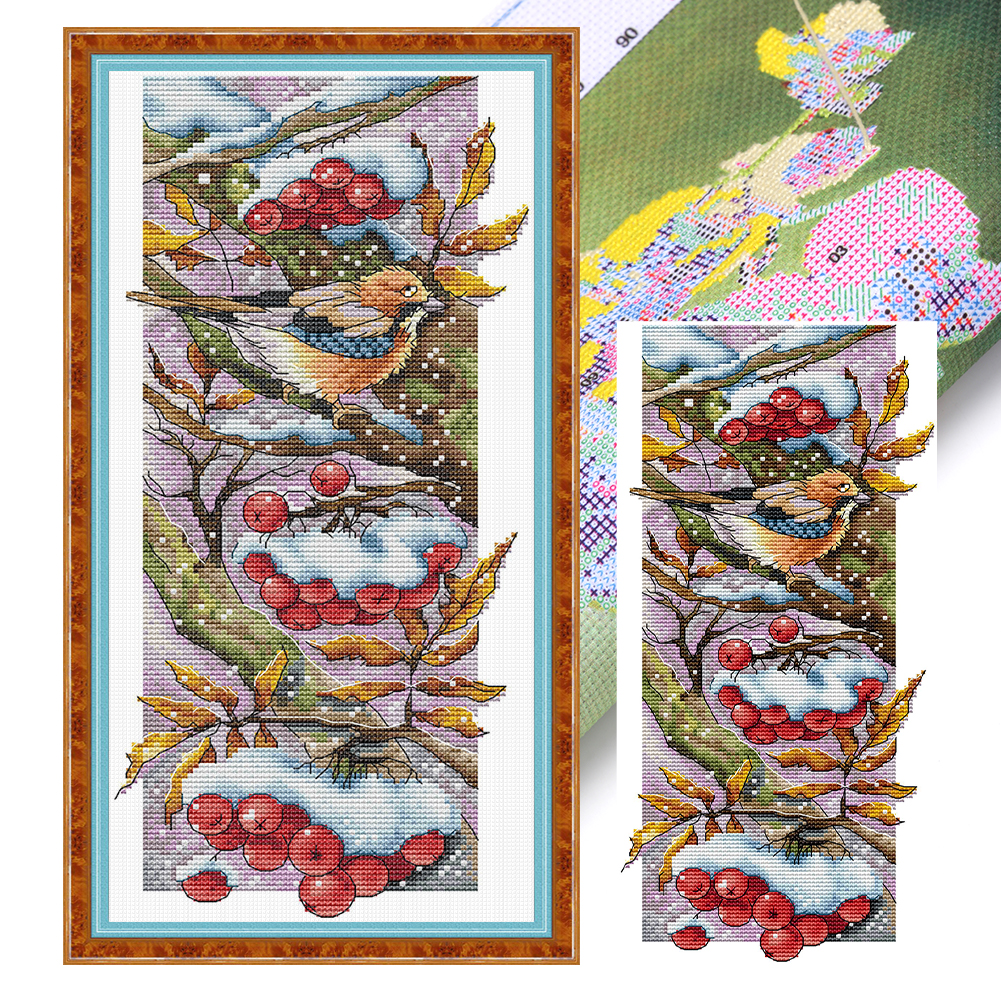 Four Seasons In The Forest (Winter) Partial 14CT Pre-stamped Canvas(19*37cm) Cross Stitch(backstitch)