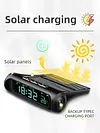 Solar/USB Car Dashboard Clock with Time/Date/Temperature Display Vehicle Electronic Clock for Car Truck Office Home and Outdoor Camping