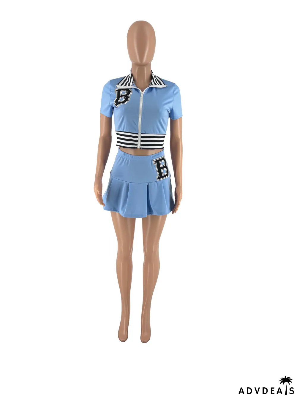 Women'S Summer Short-Sleeved Embroidery Two-Piece Skirt Suit