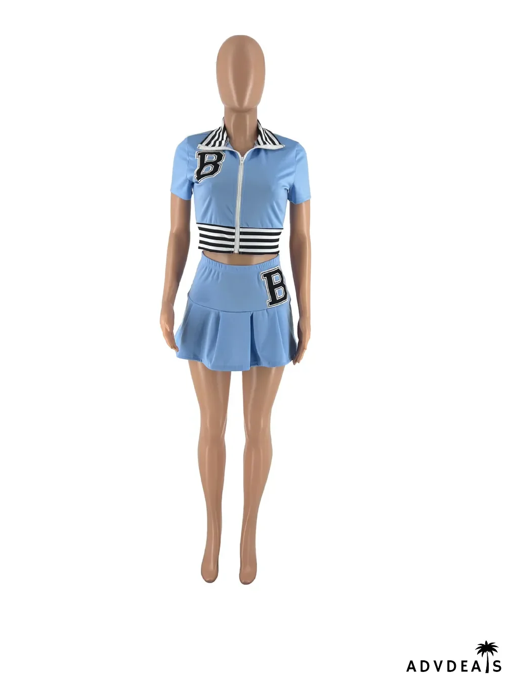 Women'S Summer Short-Sleeved Embroidery Two-Piece Skirt Suit