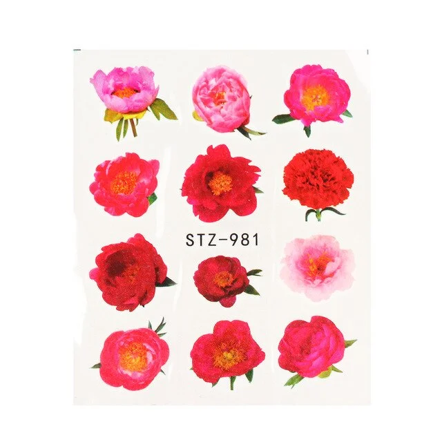 Nail Stickers Water Transfer Multiple Colors Ink Flower Leafs Designs Nail Decal Decoration Tips For Beauty Salons-Nail Inspo