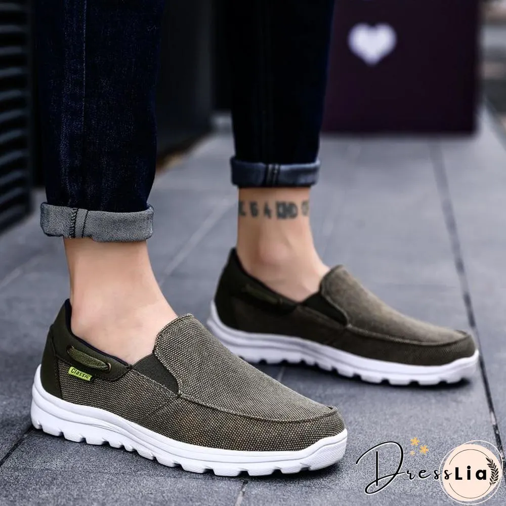 Men Canvas Casual Breathable Footwear Plus size Flat Shoes