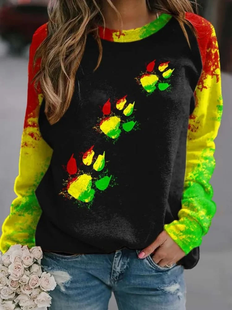 Reggae Music Lion Claw Rasta Print Sweatshirt