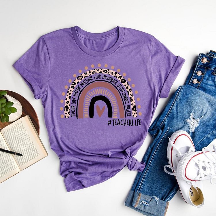 ANB - Teachers Life Rainbow Teaching Book Lovers Tee-06699
