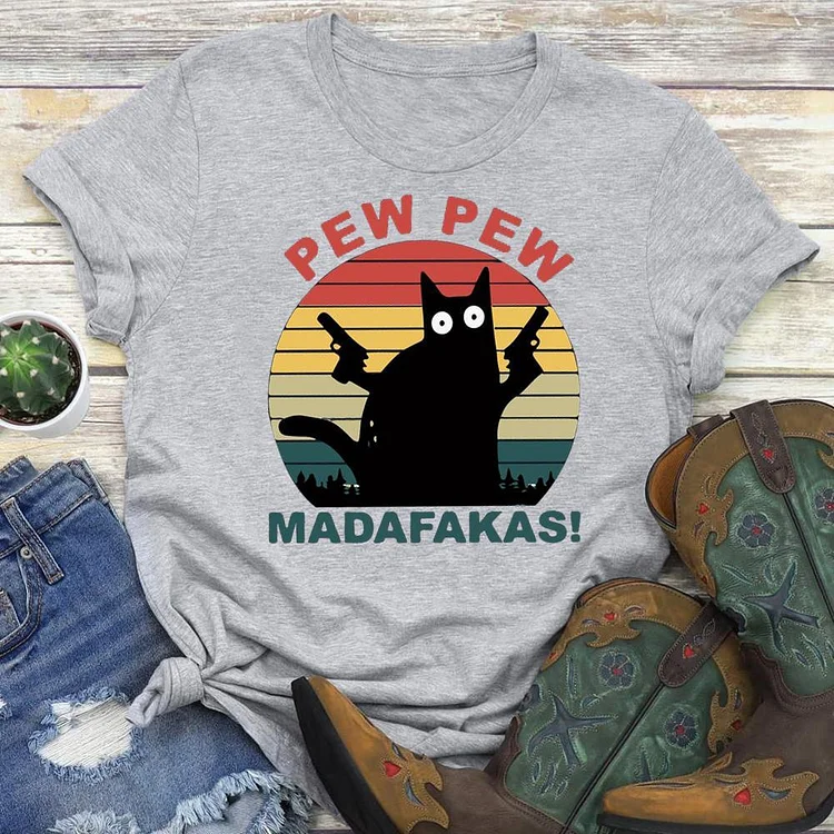 Pew Pew Cat T-shirt Tee - 01105-Annaletters
