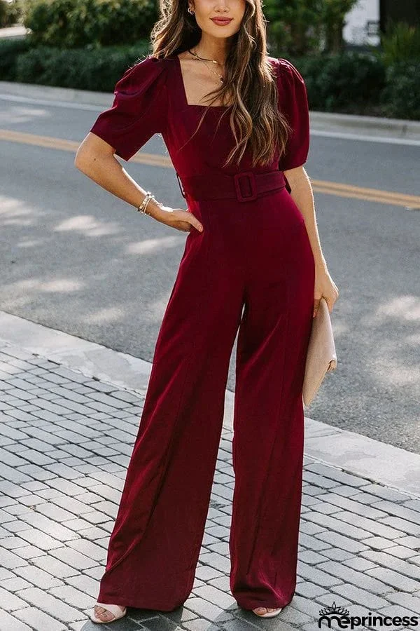 Gala So Grand Velvet Belted Wide Leg Jumpsuit