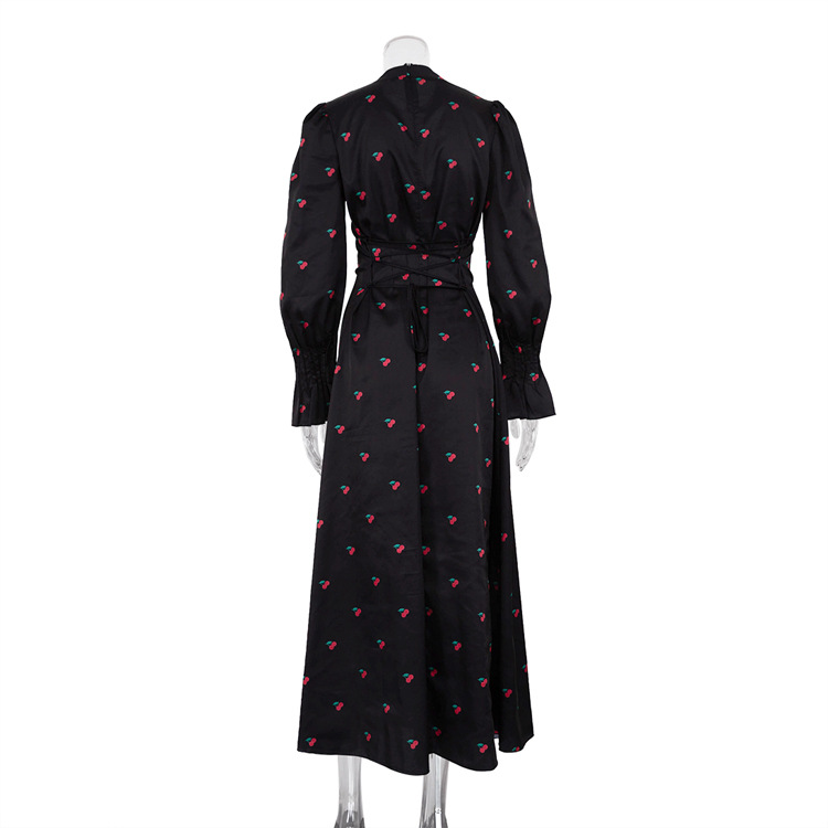 Ootddress Printed Bandage Fashion Long Dress Ladies Elegant Satin High Street Party Dress Casual Long Sleeve Patchwork Maxi Dress