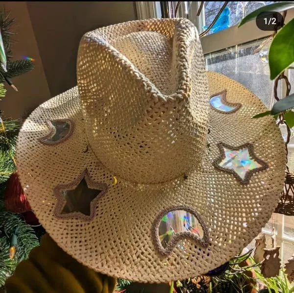🏆 50K+ SOLD! – Almost Gone💥👒 Cowgirl Straw Prism Hat 