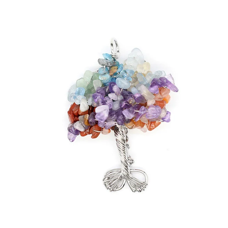 Olivenorma Crystal Gravel Chakra Tree Of Life Necklace Pendant