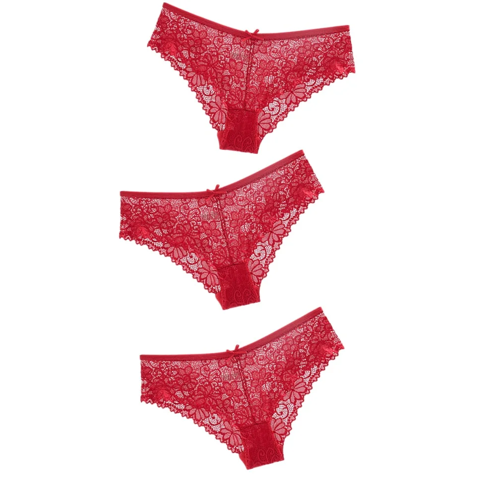 3Pcs Hot Panties for Woman Underwear Sexy Lace Breathable Soft Lingerie Female Briefs Panty Sexy Transparent Women's Underpants