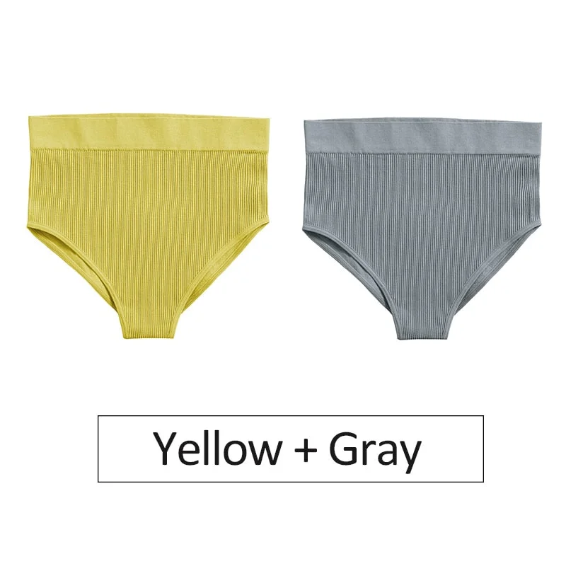 2PCS/Set Women's Panties High Waist Seamless Underwear Female Underpants Woman Sexy Briefs Ladies Panties Intimates Lingerie