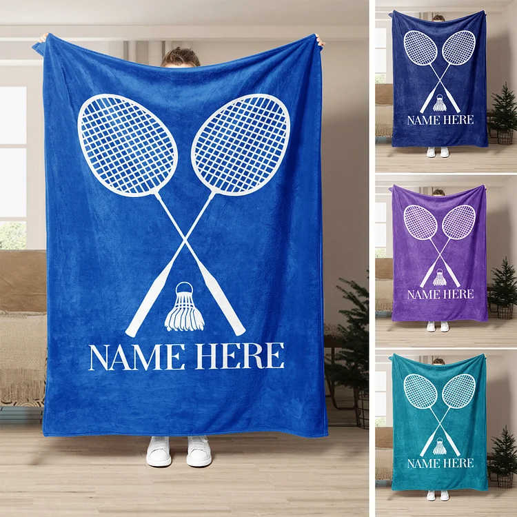 Personalized Badminton Blanket, Custom Name Soft Cozy Blankets | BKKid451