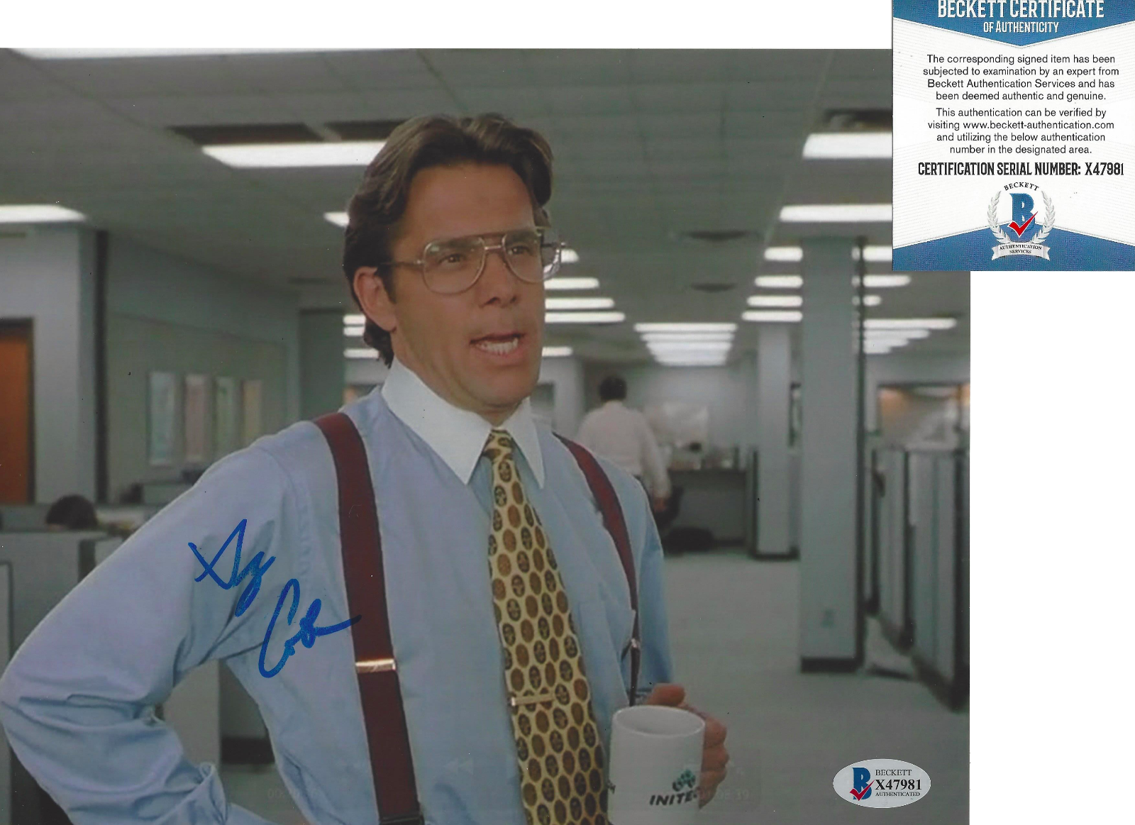 GARY COLE SIGNED OFFICE SPACE LUMBERGH 8x10 MOVIE Photo Poster painting C PROOF BECKETT COA BAS