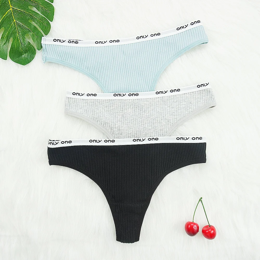 Billionm Sexy Panties for Women Thongs Bikini Ladies Lingerie Underwear Cotton Breathable Sporty Thread Letter Low Rise T Back