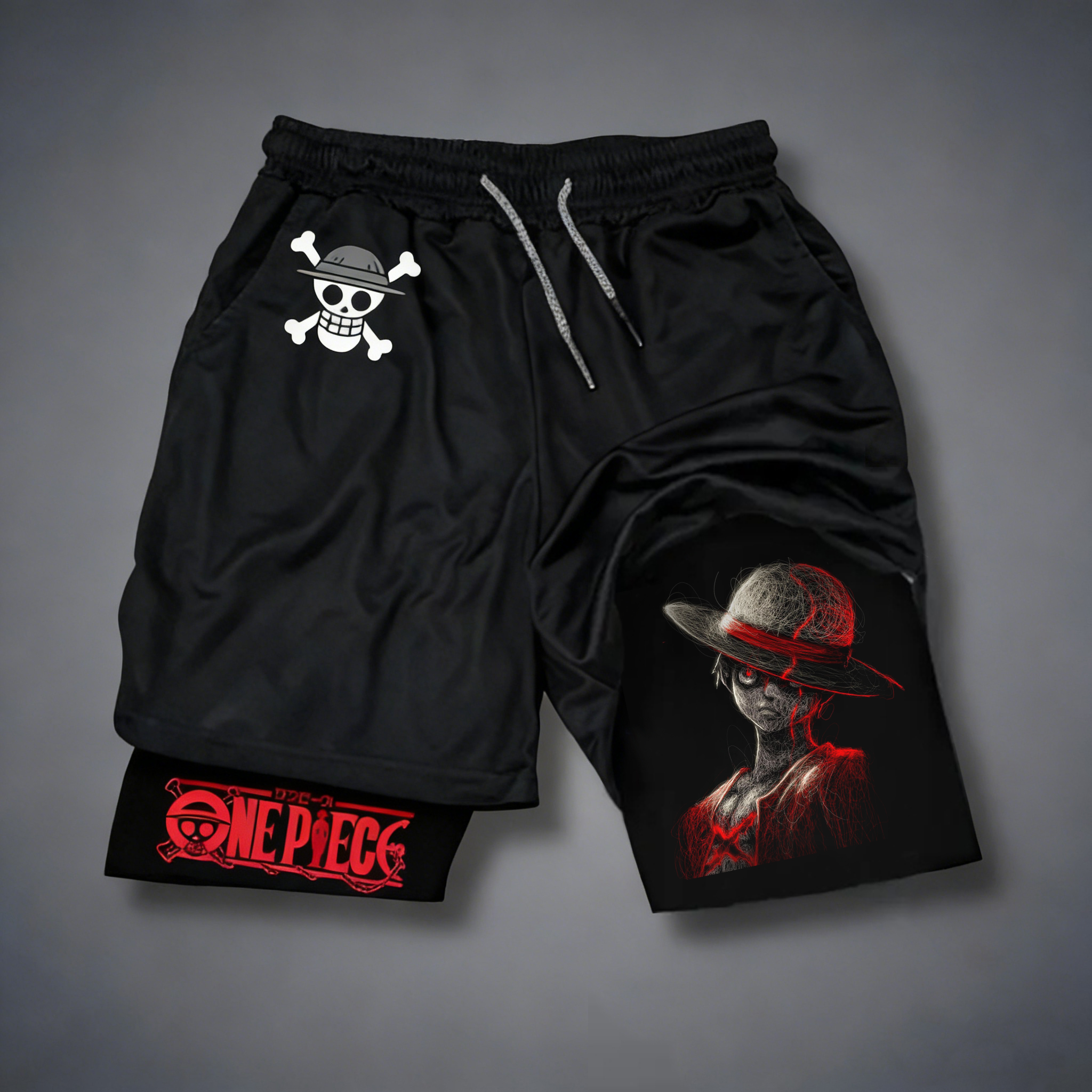 Anime Character Print Athletic Shorts