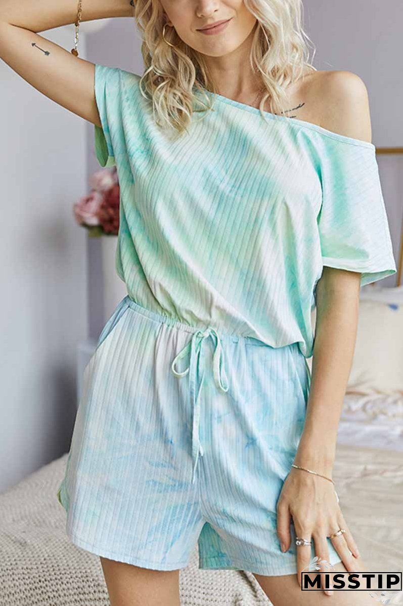 Tie-dye Striped Casual Rompers