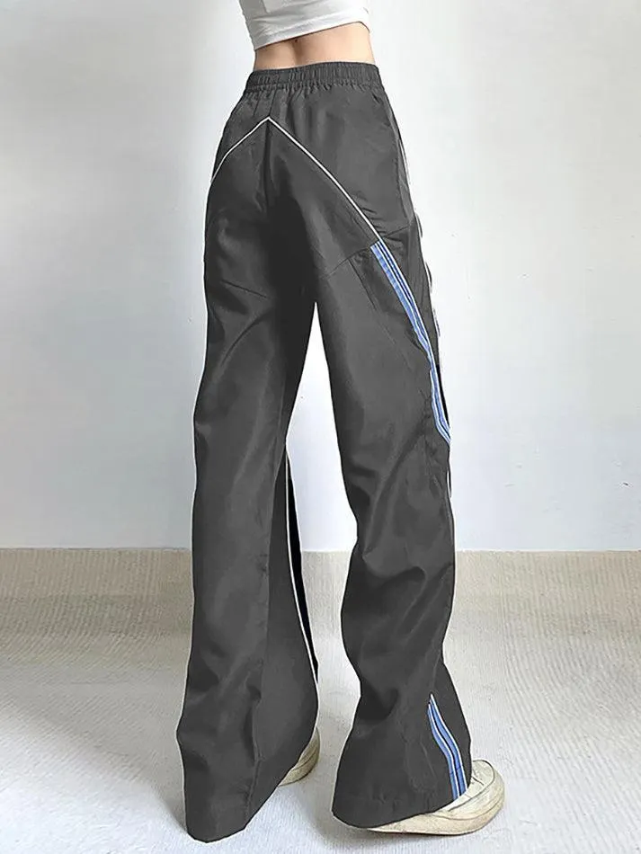 Brownm Vintage Striped Piping Baggy Sweatpants