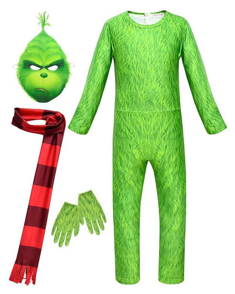 Mayoulove Boys Girls The Grinch Cosplay Kids Halloween Costume-Mayoulove