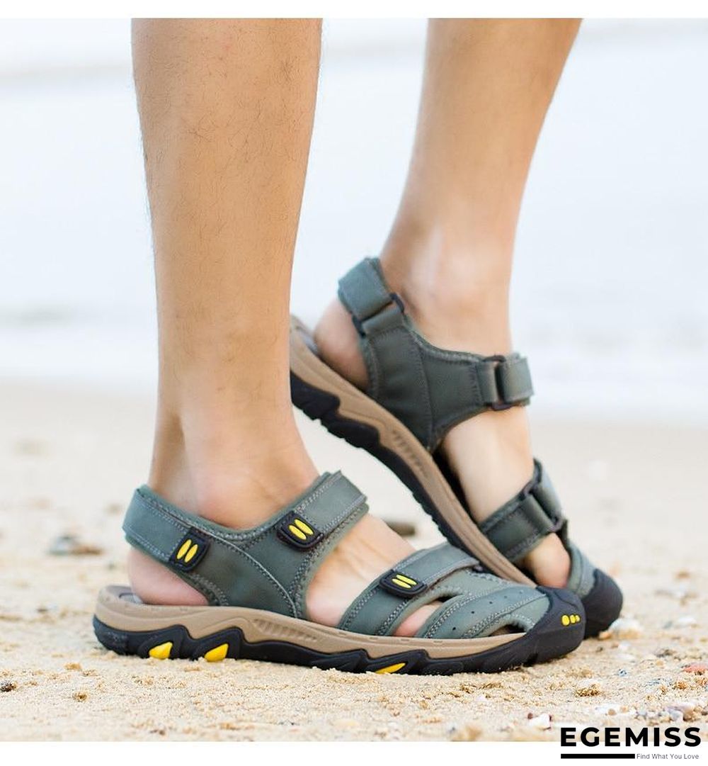 Men Genuine Leather Sandals Beach Outdoor Sandals | EGEMISS