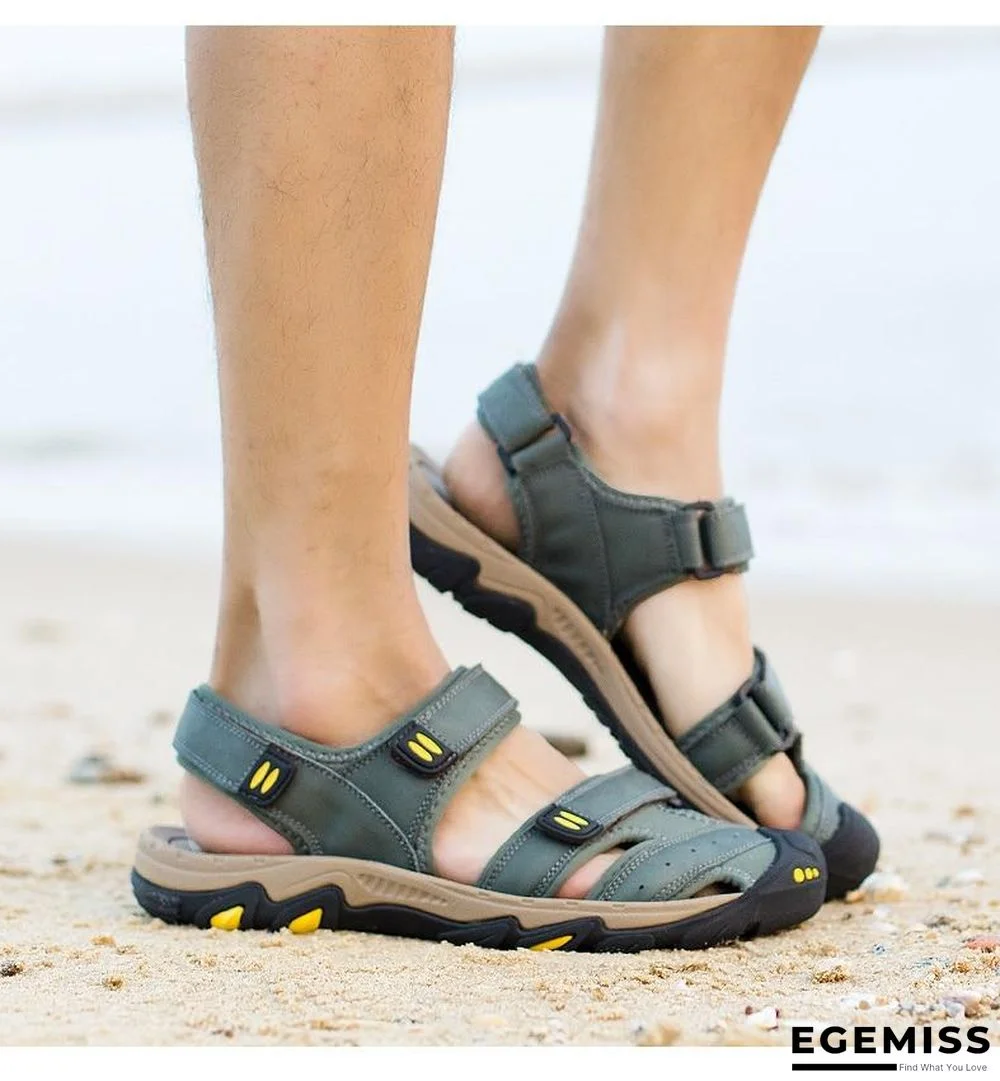 Men Genuine Leather Sandals Beach Outdoor Sandals | EGEMISS