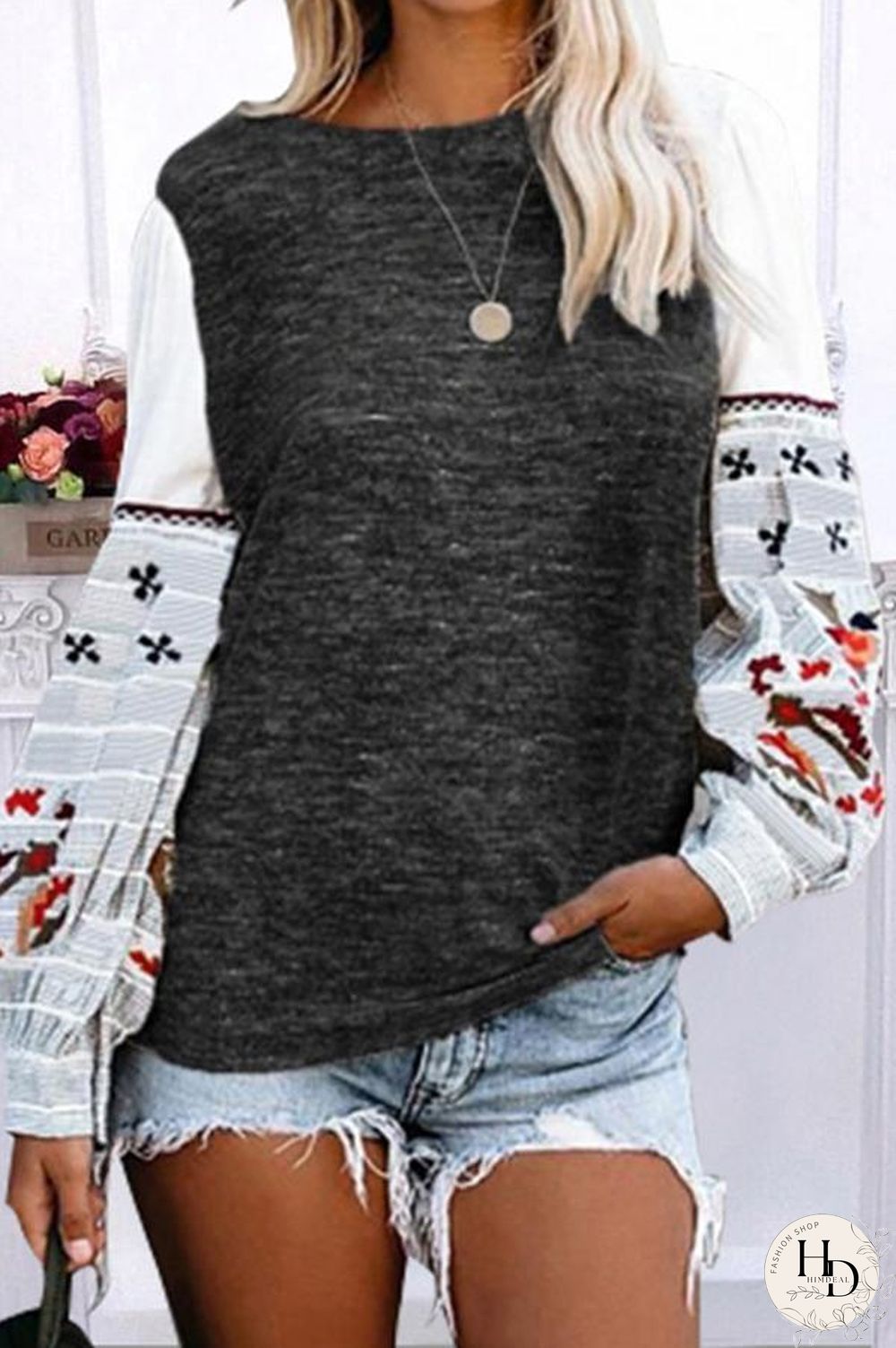 Round Neck Long Sleeve T-shirt P14433