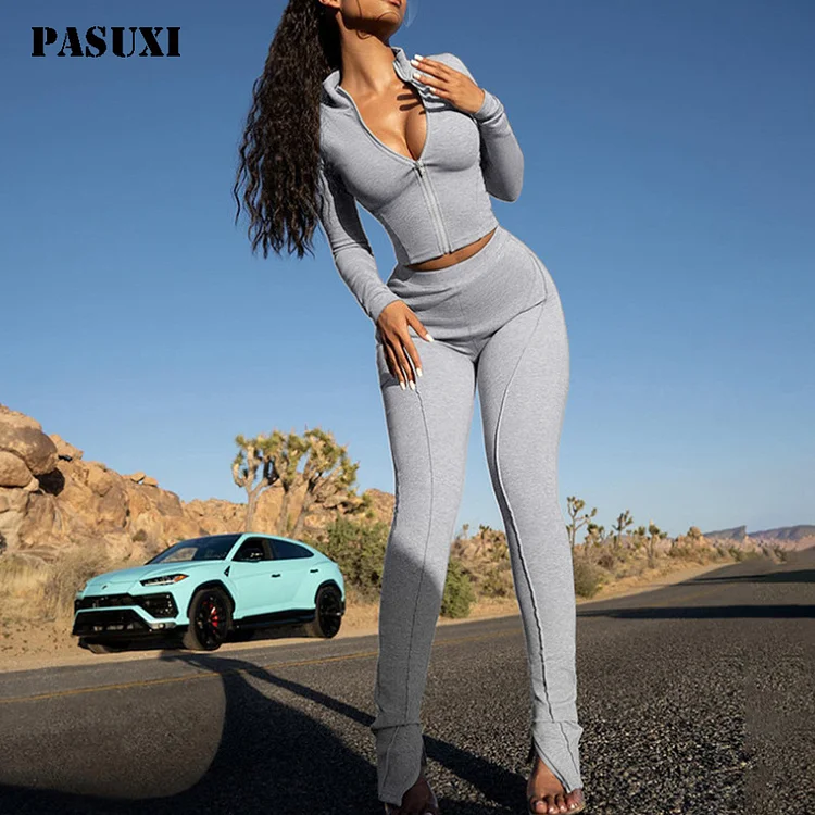 PASUXI Slim Fit Cardigan & Hip-hugging Trousers Set: Ultimate Stylish Two-piece Ensemble huanwei