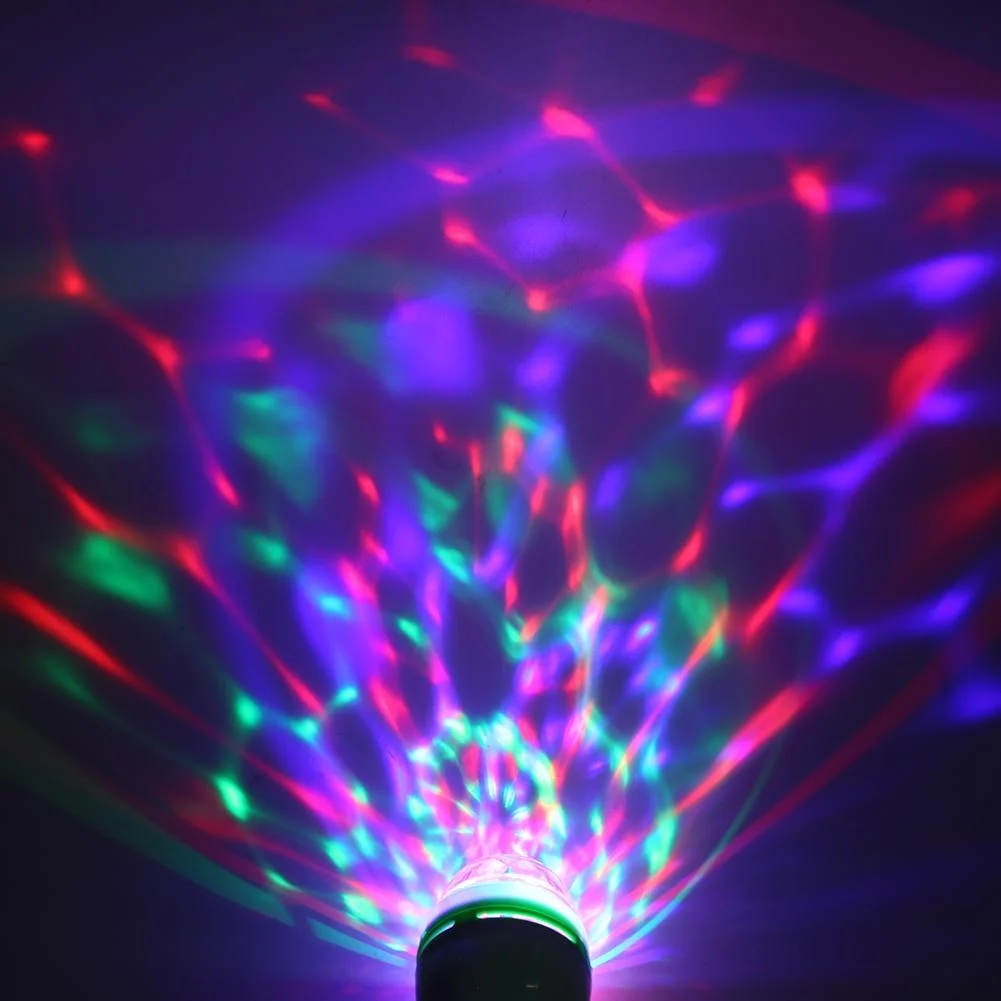 E27 RGB LED Bulb 3W Rotating Crystal Magic Ball Stage Party DJ Disco Light
