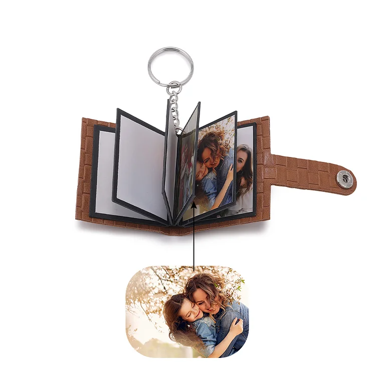 Personalized Photo Album Keychain Custom 10 Photos Leather Keychain Romantic Gifts