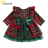 Kid Baby Girls Toddler Red Plaid Bow Dresses Christmas Party Dress