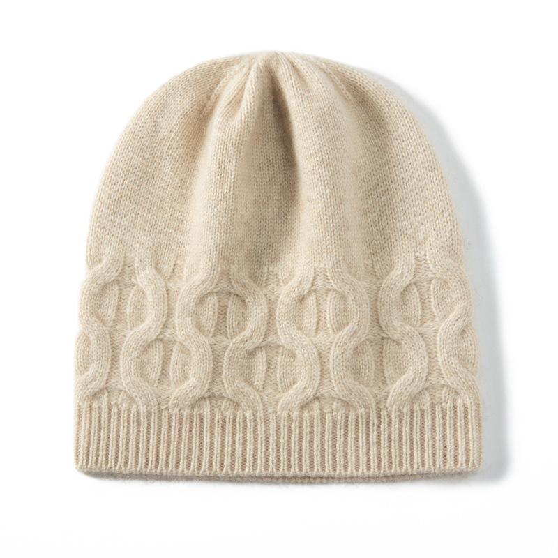 100% Cashmere Slouchy Beanie Twist Pattern REAL SILK LIFE