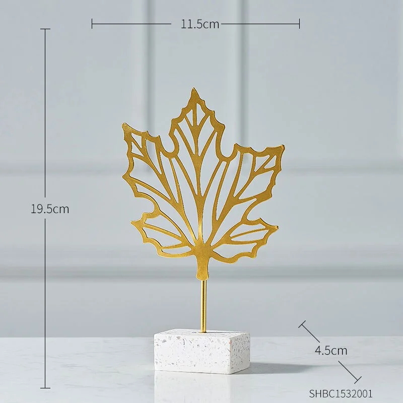 Gold Maple Leaf Model Christmas Decorations Iron Statues Living Room Decoration Simplicity Modern Home Decoration Accessories