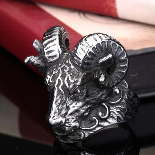 Dark Rams Stainless Steel Gothic Ring