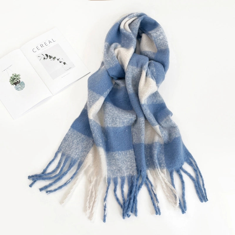 Women’s Casual Lattice Imitation Cashmere Tassel Scarf