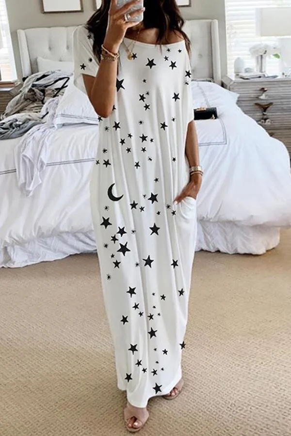 Womens Casual Graphic Printed Short Sleeve Dress-Allyzone-Allyzone