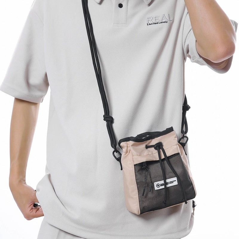 Unisex Medium Nylon Color Block Streetwear Sports Sewing Thread Square String Crossbody Bag