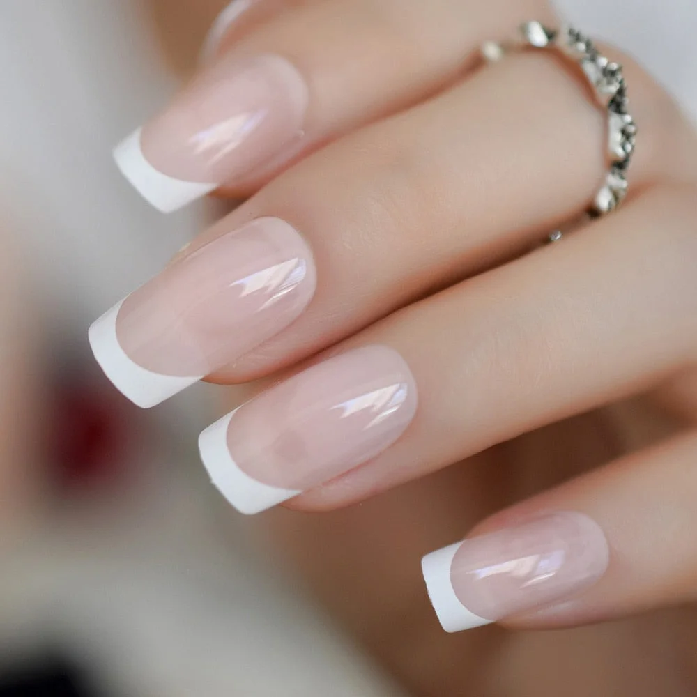 Ombre French Ballerina Fake Nail Gradeint Natural Coffin False Nails Wholesale Nails Supplier 24 Russian Shipping-Nail Inspo