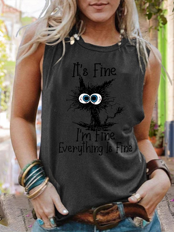 Women's IT'S FINE I'M FINE Faith Letter Print Tee